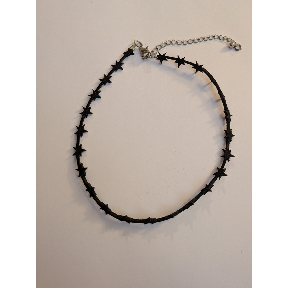 Black Star Choker‎ Necklace Adjustable Celestial Cord Gothic Y2K Silver Clasp